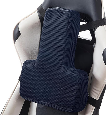 HOMBYS Lumbar Support Pillow for Office Chair-Seat Cushion for Back Support, Improved Sitting Posture and Upper/Lower Back Pain Relief for Desk Chairs, Car Seats and Airplanes (Navy Blue, 16"x12"x3")