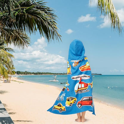 Hooded Towel for Toddlers 5-12 Years Boys Girls Kids Bath Pool Beach Towel Wrap Extra Large Soft Absorbent Beach Poncho(Cars XL)
