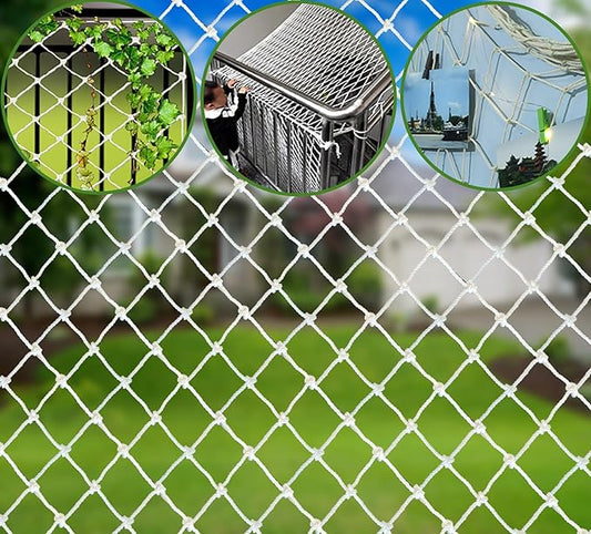 Rope Net Kids Safety Rope Netting Stairs Balcony Fence Safety Net Child Railing Playground Protection Rope Netting Indoor and Outdoor Decor Net White (6mm,1X3m)