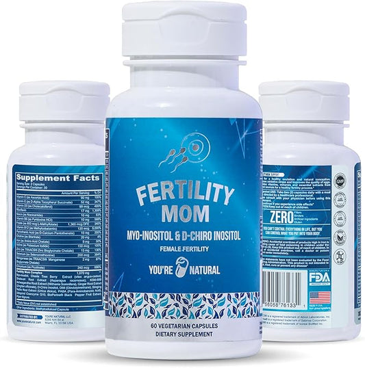 YOU'RE NATURAL Conception Fertility Vitamins for Women - Prenatal Vitamins - Myo-Inositol, D-Chiro Inositol & Folate, Regulates Cycle, Aid Ovulation, Hormonal & Ovarian Support, Vitex, 30 Day Supply