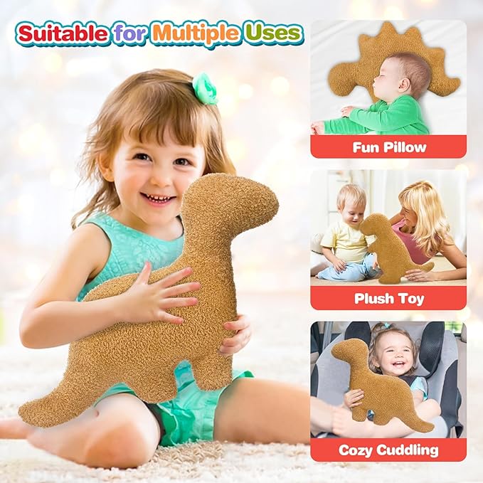 Dino Nugget Pillow Plush, Dinosaur Chicken Nugget Pillow, Stuffed Animal Dinosaur Gifts Toy for Boys Girls, Fun Pillows Funny Gift for Women Men, Dinosaur Room Decor for Kids (Small, 5Pcs)