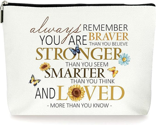 Sunflower Cosmetic Makeup Bags, Inspirational Encouragement Motivational Yellow gifts for Women, Birthday Christmas Gift for Mom Daughter Sister Friends, Zipper Pouch Bag for Women. (050)