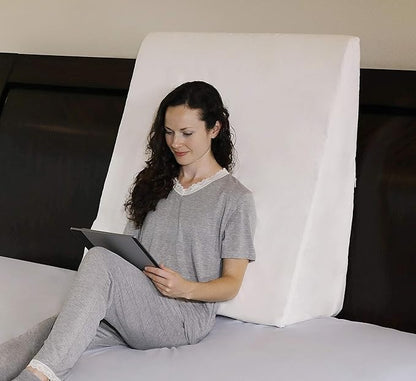 InteVision Extra Large Bed Wedge Pillow (33 x 30.5 x 12 inch) and Headrest Pillow in One Package - Helps Relief from Acid Reflux, Post Surgery, Snoring - Egyptian Cotton Cover - 2 inch Memory Foam Top