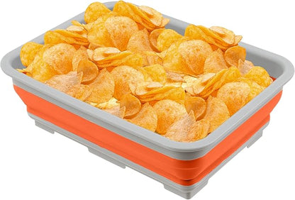 Collapsible Ice Bucket - 7.27-Liter Portable Outdoor Multi-Use Basin, Dish Tub, and Storage Basket for Camping and Tailgating by Wakeman (Orange)