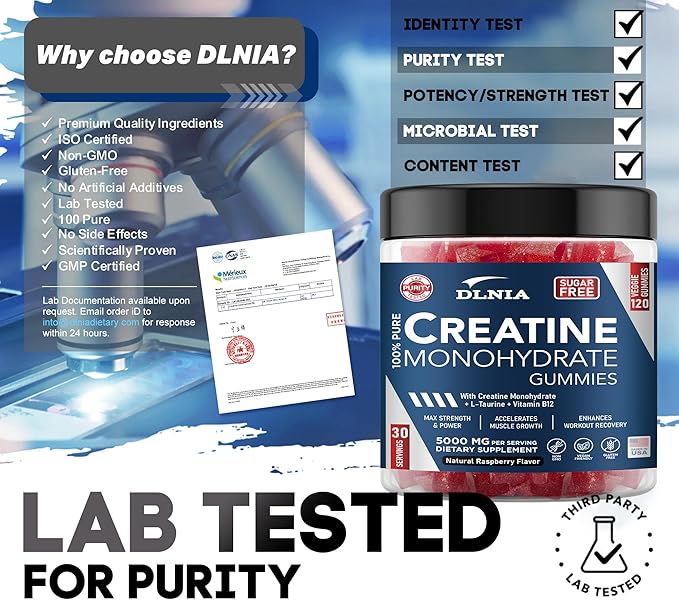 120 Creatine Monohydrate Gummies for Men & Women, Vegan-Friendly, Sugar-Free, & Tasty Chewables - Instantized Creatine Gummies for Enhanced Muscles Growth, Recovery, & Performance (Raspberry)
