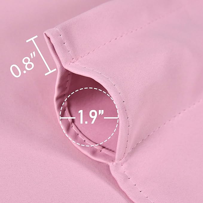 Baby Pink Valance for Windows 42x18 Inch Solid Thermal Insulated Blackout Rod Pocket Kitchen Short Curtain Toppers Valance for Bathroom Living Room 2 Panels
