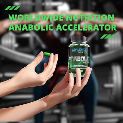 Worldwide Nutrition Anabolic Accelerator Vitamin Supplement - Ignite Your Growth, Strength & Energy Journey - Muscle Builder & Cortisol Blocker for Men - 180 Count Supplements for Men