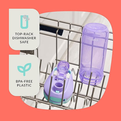 Contigo Trekker and Jessie Kids Water Bottles with Leak-Proof Lids, 14oz Dishwasher Safe Kids Water Bottles (2-Pack)