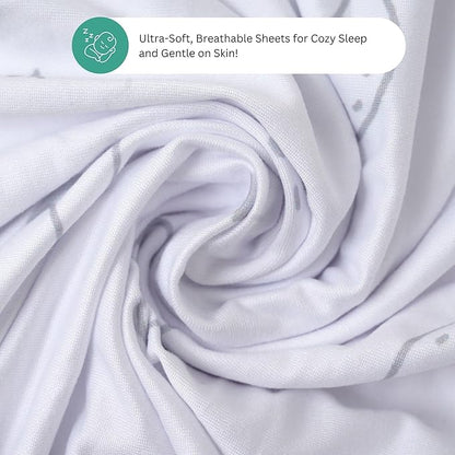 TansyPanda Bassinet Sheets for Munchkin Brica Pod, 4moms MamaRoo, Nordmiex, Beberoad Travel Bassinet, 3PC, 18 x 30 Inch, Ultra Soft, Breathable, Snug Fit, Unisex Boys and Girls (Moon, Stars, Clouds)