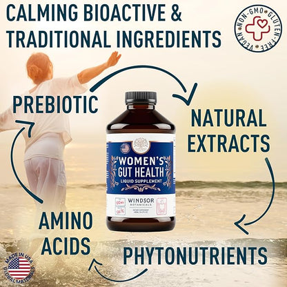 Complete Gut Health Supplements for Women - IBS Relief, Gut Support Liquid with FOS Prebiotic, L Alanyl, L Glutamine and Herbal Blend - Leaky Gut Repair & Gut Cleanse Detox for Women - 16oz (480ml)