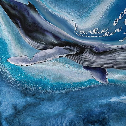 AILONEN 3D Whale Shower Curtain,Cute Whale Jumping Shower Curtain for Bathroom,3D Blue Ocean Animal Waterproof Fabric Shower Curtain Set with Hooks,60" W*72" H