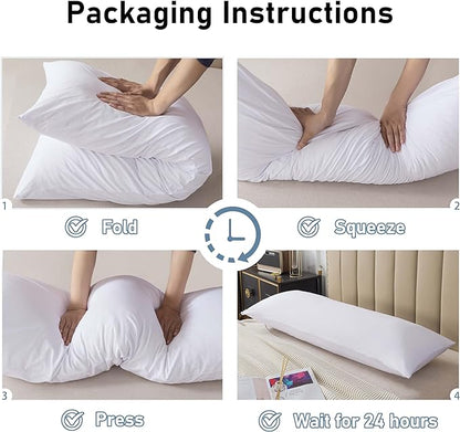WhatsBedding Memory Foam Body Pillow with 100% Cotton Jersey Knitted Cover, Luxury Soft Large Long Pillow for Adults, Firm Full Body Pillow with Removable Zippered Pillow Case - White