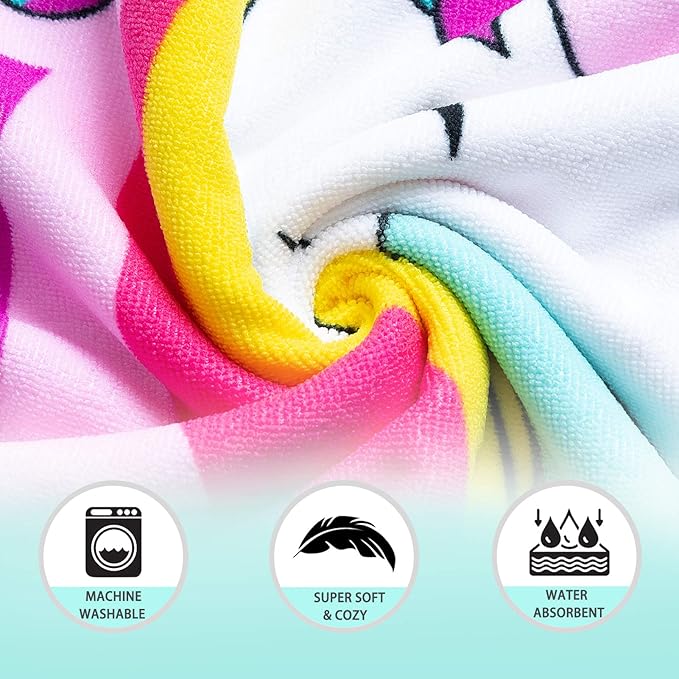 NovForth Unicorn Bath Towel for Toddler Boys, Pool Hooded Towel for Kids, Hooded Bath Beach Towel Poncho for Bath/Pool/Beach Swim Cover