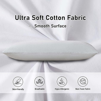 WhatsBedding Memory Foam Body Pillow for Adults, Long Body Pillow for Sleeping, Full Body Pillow for Bed (Removable Cotton Jersey Knitted Cover) - Light Grey