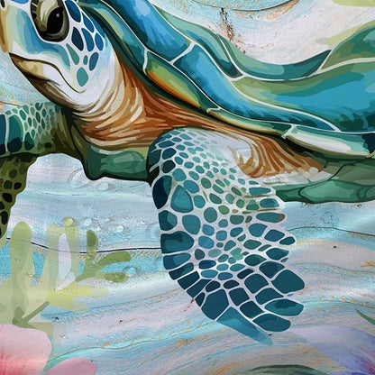 AILONEN Cute Sea Turtle Shower Curtain,Cartoon Beautiful Turtle with Flowers Shower Curtain Set for Bathroom,Ocean Animal Waterproof Fabric Shower Curtain with Hooks,36" W*72" H