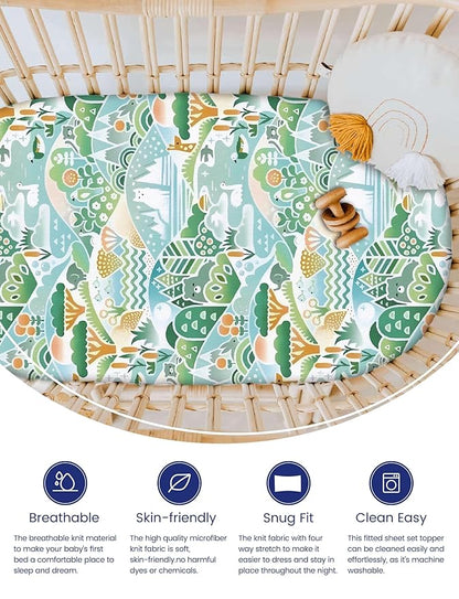 TotAha Premium Soft Bassinet Sheet for Boy Girl, Super Stretchy Jersey Knit Bassinet Fitted Sheet, Compatible with Halo, Maxi COSI, Mika Micky, SNOO, Baby Delight Mattress, 2 Pack
