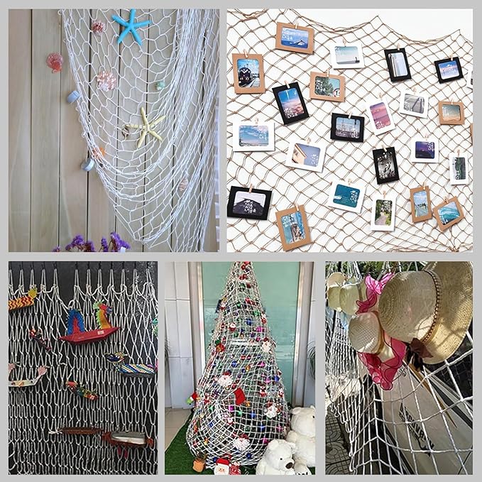 Rope Net Kids Safety Rope Netting Stairs Balcony Fence Safety Net Child Railing Playground Protection Rope Netting Indoor and Outdoor Decor Net White (6mm,1.5X3m)