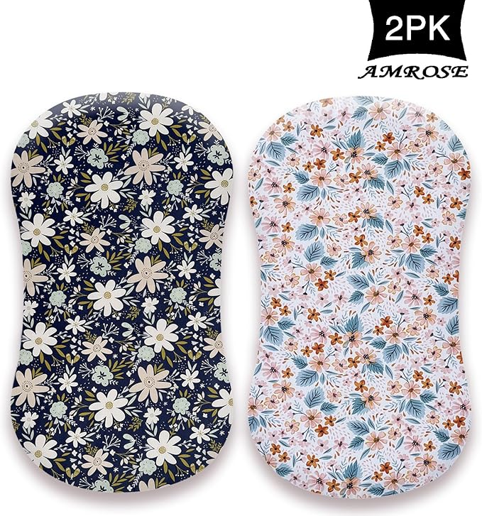 Premium Cotton Bassinet Sheets, Fit for Halo Bassinest Swivel Sleeper, 2 Pack Hourglass Bassinet Mattress Sheet Set for Baby Girls, Soft Breathable Safe, Blossom