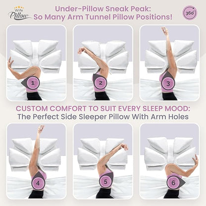 Ultra Soft Support. Shoulder & Neck for Pain Relief. Side, Back, Stomach Sleepers Arm Hole Slots for Many Sleeping Positions. Hotel Style Goose Down Feather & Siliconized Fiber Blend