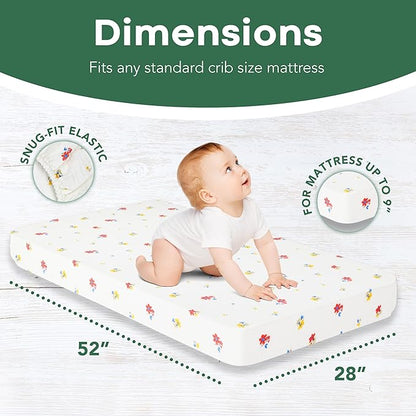 Extra Soft Muslin Fitted Crib Sheets 100% Cotton Baby Crib Sheets for Standard Crib Mattress | 28 X 52 Inches