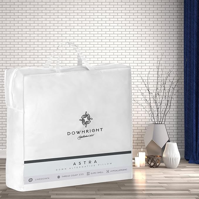 Downright 233 Thread Count 36 oz Astra Down-Like Pillow, 20" x 30", Queen 20 x 30