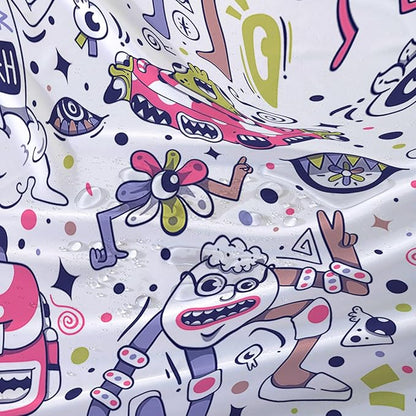 AILONEN Alien Shower Curtain,Spaceship Universe Theme Waterproof Fabric Shower Curtain Sets, 72" W*78" H Monster Robot Bathroom Decor for Boys Teens Kids