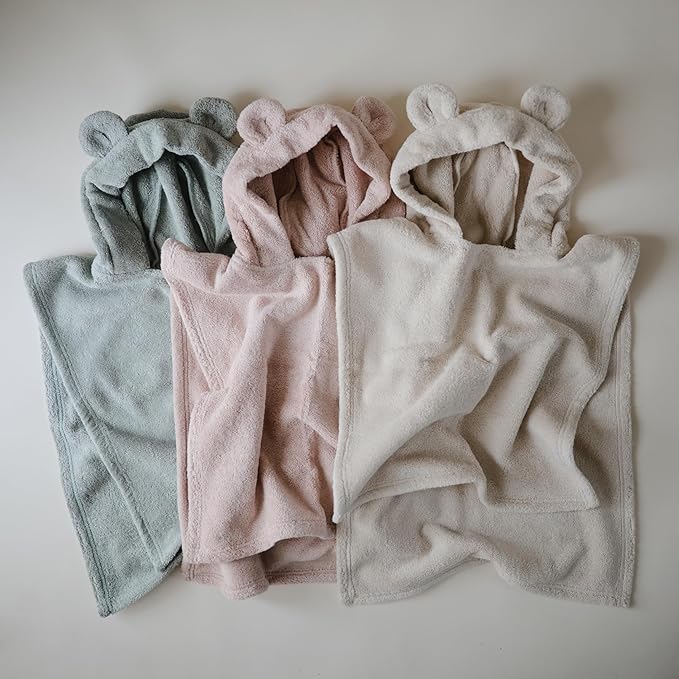 mushie Poncho Towel for Toddlers and Kids (Blush) | Organic Terry Cotton | Ages 1-3 Years