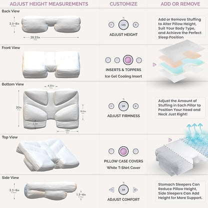 Ultra Soft Support. Shoulder & Neck for Pain Relief. Side, Back, Stomach Sleepers Arm Hole Slots for Many Sleeping Positions. Hotel Style Goose Down Feather & Siliconized Fiber Blend