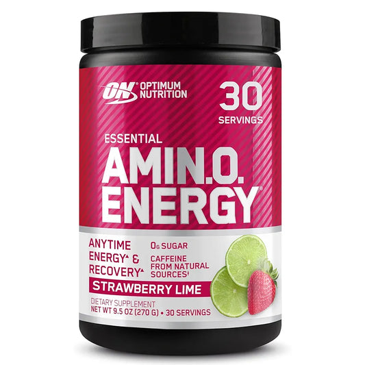 Optimum Nutrition Amino Energy - Pre Workout with Green Tea, BCAA, Amino Acids, Keto Friendly, Green Coffee Extract, Energy Powder - Strawberry Lime, 30 Servings 