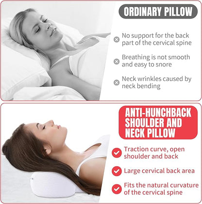 BALAPET Cervical Pillow,Neck and Shoulder Relax Pillows Contour Memory Foam Pillow,Ergonomic Neck Support Pillow Corrects Round Shoulders and Improves Cervical and Spinal Pain Suitable for Sleeping