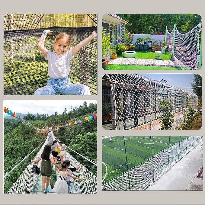 Rope Net Kids Safety Rope Netting Stairs Balcony Fence Safety Net Child Railing Playground Protection Rope Netting Indoor and Outdoor Decor Net White (6mm,1X3m)
