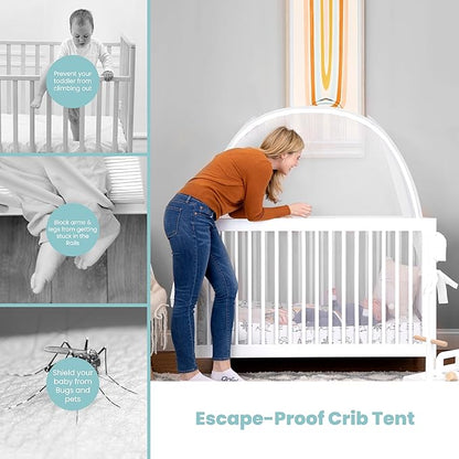 Pop Up Crib Tent, Fine Mesh Netting Cover to Keep Baby from Climbing Out, Falls and Mosquito Bites, Safety Net, Canopy Netting Cover - Sturdy & Stylish Infant Crib Topper - Winter Vibes