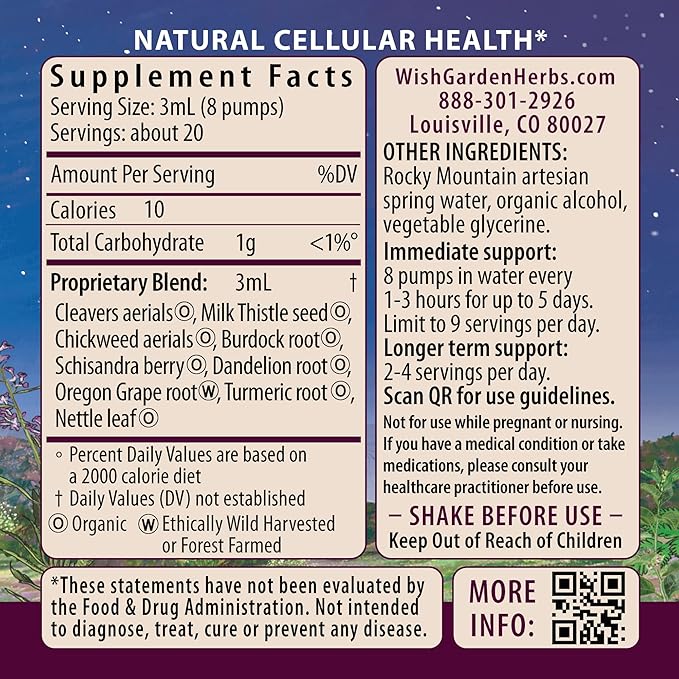 WishGarden Herbs Deep Cleanse - Plant-Based Herbal Cleansing Supplement with Organic Milk Thistle Seed & Burdock Root Promotes Organ Cleansing, Supports Liver, Kidney, Lymph & Cellular Health, 4oz