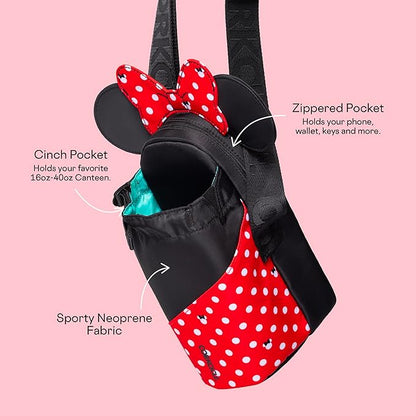 Corkcicle x Disney Minnie Mouse Crossbody Water Bottle Sling Bag, Polka Dot Red, Fits 16-40 oz Tumbler – Secure Items in Water Bottle Holder with Strap