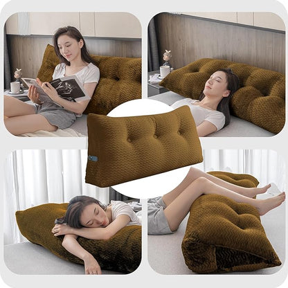 Large Bolster Triangular Headboard Wedge Backrest Positioning Support Bed Rest Reading Pillows Headboard Wedge Pillows for Day Bed Bunk Bed with Removable Cover