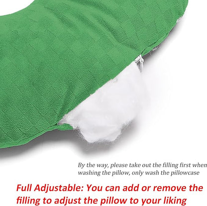Ear Piercing Pillow for Side Sleepers, Pillow with an Ear Hole for CNH and Ear Pain Ear Inflammation Pressure Sores, O-Shaped Side Sleeping Pillow, Ear Guard Pillow (Emeraldgreen)