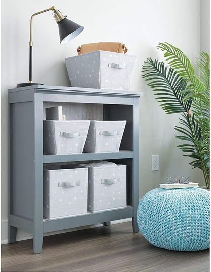 iDesign Star Fabric Storage Bin, Angled Medium Basket Container with Dual Side Handles for Closet, Bedroom, Toys, Nursery - Gray