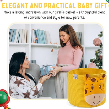 Petit Voyager Giraffe Baby Basket - Charming Cotton Rope Nursery Basket, Cute Basket for Decor and Toy Baskets for Kids Room, Decorative Animal Baskets for Nursery