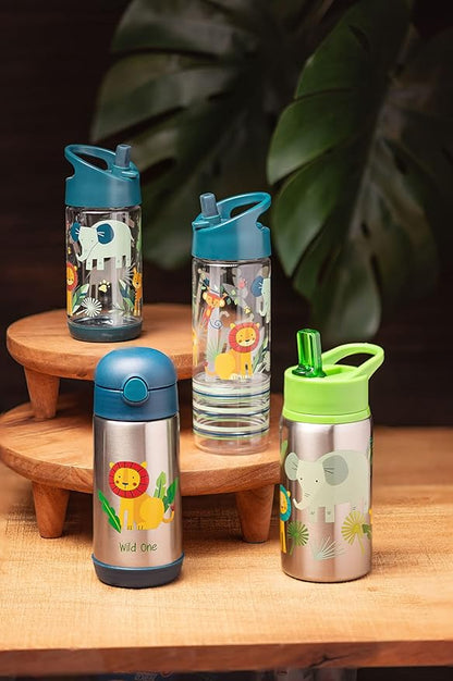 Stephen Joseph, Kids Sip and Snack Water Bottle, 12 oz Tritan BPA Free, Drink and Snack Water Bottle for Girls & Boys, Back to School Water Bottle, Charcoal Flower