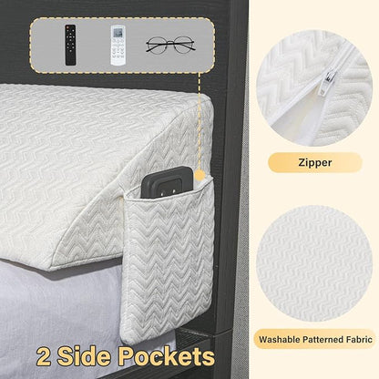 Vekkia Queen Bed Wedge Pillow for Headboard Gap/Mattress Gap Filler/Headboard Pillow/Bed Wedge Gap Filler,Stop Loosing Your Pillows