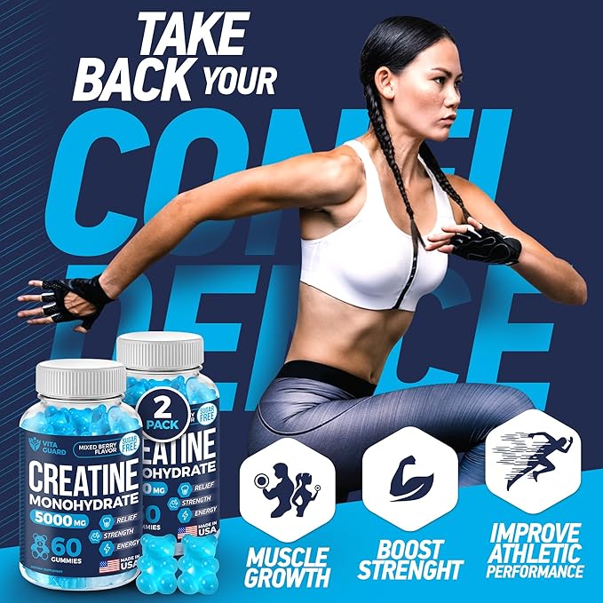 5000mg Creatine Monohydrate Gummies Formula for Men and Women Ultimate Muscle Builder, Energy Booster & Pre-Workout Supplement (2 Pack)