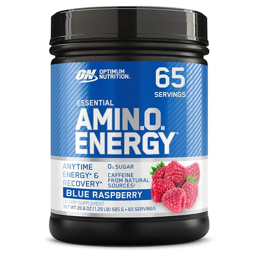 Optimum Nutrition Amino Energy - Pre Workout with Green Tea, BCAA, Amino Acids, Keto Friendly, Green Coffee Extract, Energy Powder - Blue Raspberry, 65 Servings 