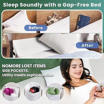Wedge Pillow Headboard, Ultimate Comfort Bed Wedge Pillow for Headboard, Relaxation Bed Gap Filler for Twin(39"x10"x6"), Foam Pillow Wedge for Headboard Gap, Overall Bed Gap Filler.