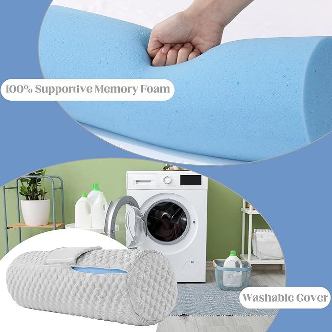 HOMBYS Cooling Memory Foam Sleep Position Training Pillow for Hot Sleeper, Body Supportive Trainer Pillow for Back Sleeper Side Sleeper, Adjustable Body Pillow - Grey