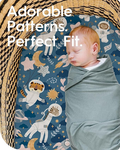 Bassinet Sheets for Baby Boy Girl, TotBasic Buttery Soft Universal Bassinet Fitted Sheet, Compatible with Halo, Mika Micky, Baby Delight, Dream On Me, Maxi COSI & More Bassinet Mattress