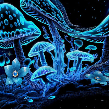 AILONEN Blue Magic Mushroom Shower Curtain,Cartoon Turtle Pattern Shower Curtain Set for Kids Girls Boys,Boho Style Bathroom Decor Shower Curtain with 12 Hooks,72" W*84" H