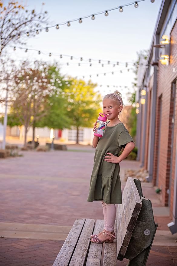 Stephen Joseph, Kids Sip and Snack Water Bottle, 12 oz Tritan BPA Free, Drink and Snack Water Bottle for Girls & Boys, Back to School Water Bottle, Pink Unicorn