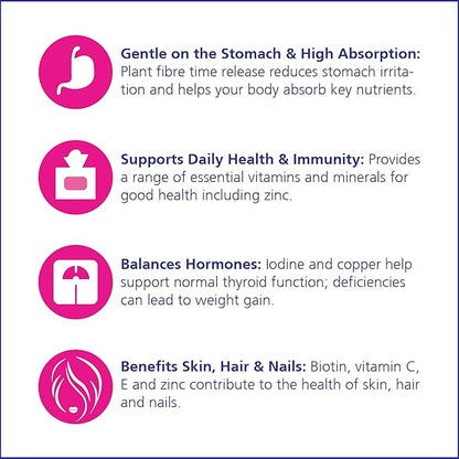 VITALITY Time Release Super Multi+ | Multivitamin | Supports Healthy Hair, Skin and Nails | 60 Tablets
