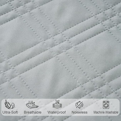 Waterproof Mini Crib Mattress Protector 2 Pack, Ultra Soft Breathable Mini Crib Mattress Pad Cover for Boys Girls Neutral, Fit Pack N Play, Playard and Mini Crib Mattresses, White & Grey