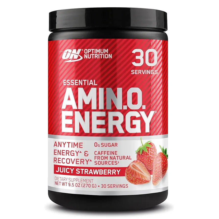 Optimum Nutrition Amino Energy - Pre Workout with Green Tea, BCAA, Amino Acids, Keto Friendly, Green Coffee Extract, Energy Powder - Juicy Strawberry Burst, 30 Servings 